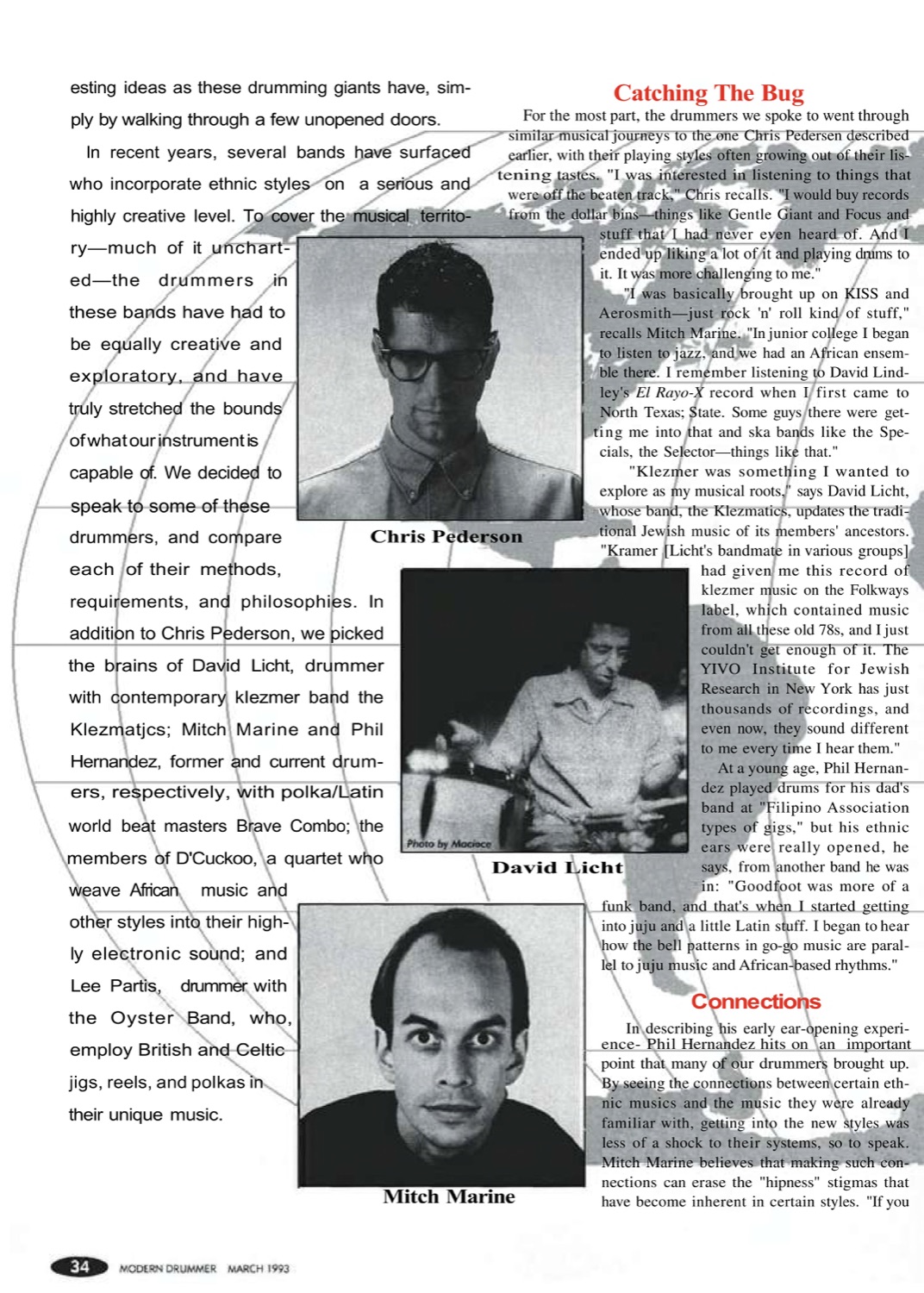 David Licht featured in Modern Drummer, March 1993