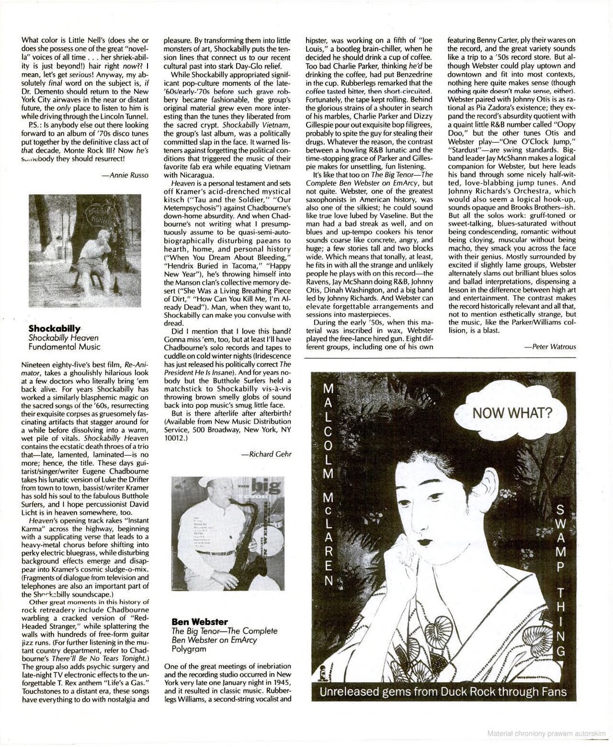 Spin magazine review naming David Licht, 1986